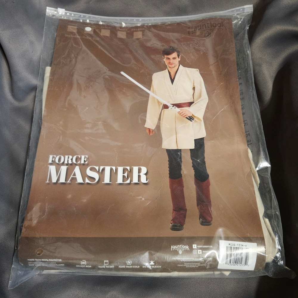 Force Master Mens Halloween Costume Robe and Belt Set Brown Medium NEW Hauntlook